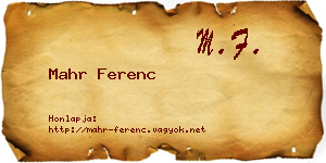 Mahr Ferenc névjegykártya