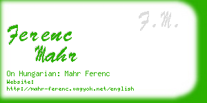 ferenc mahr business card